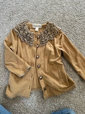 Nick & Mo Ruffle Collar Cardigan Jacket Boho Cottagecore Size M